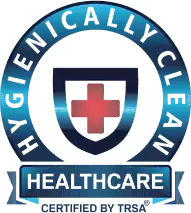hygienically clean healthcare laundry services logo