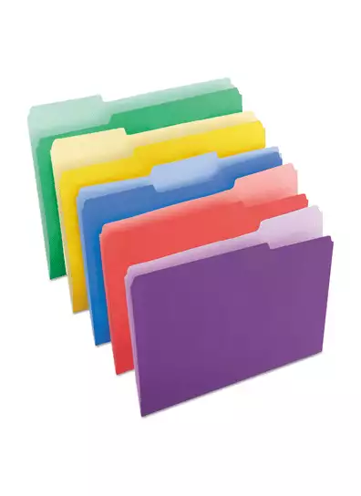 multi-colored filing folders
